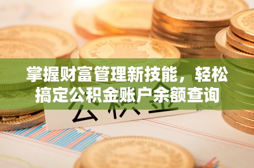 漳浦掌握财富管理新技能，轻松搞定公积金账户余额查询